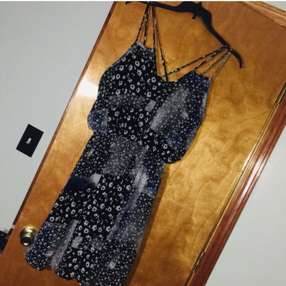 22W Black/Blue Floral Patchwork Lane Bryant Dress